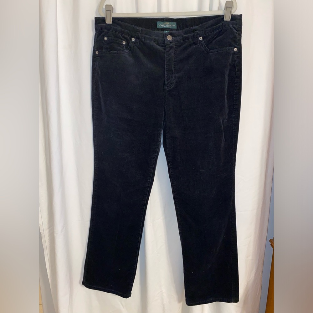 Lauren Ralph Lauren Vtg Black Micro/Baby Corduroy Classic Straight Jeans Sz 16